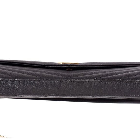 Authentic Saint Laurent Classic Cassandre Black Grain De Poudre Wallet on Chain - Picture 4 of 10